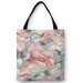 Shopping Bag Plant hexagons - motif in shades of gold, green and red 147576