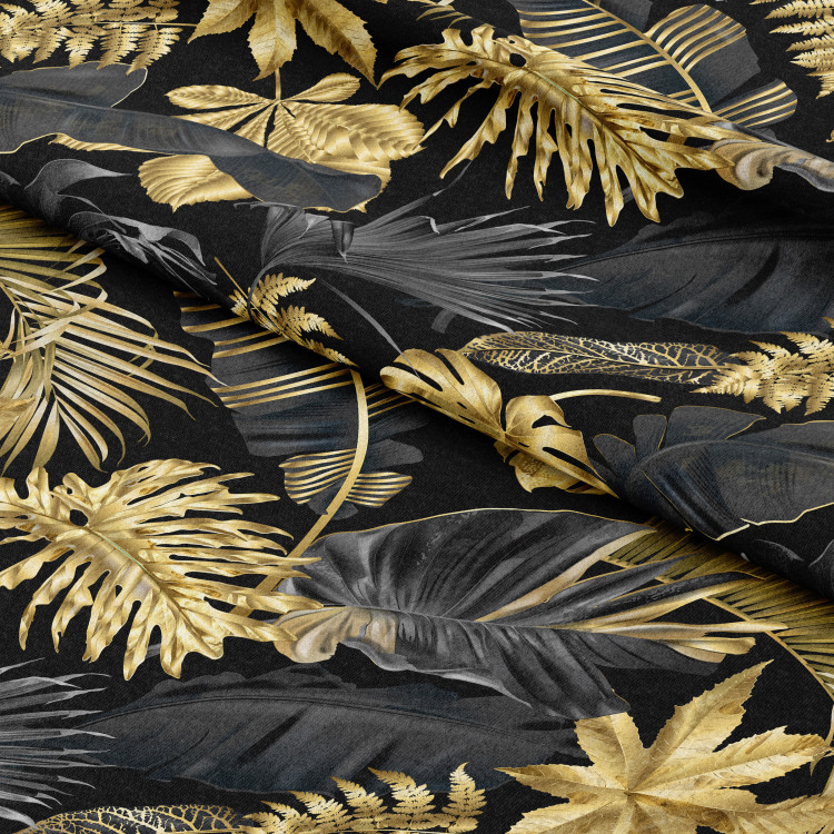 Decorative Curtain Gold and black monstera - tropical leaves in glamour style 147676 additionalImage 5