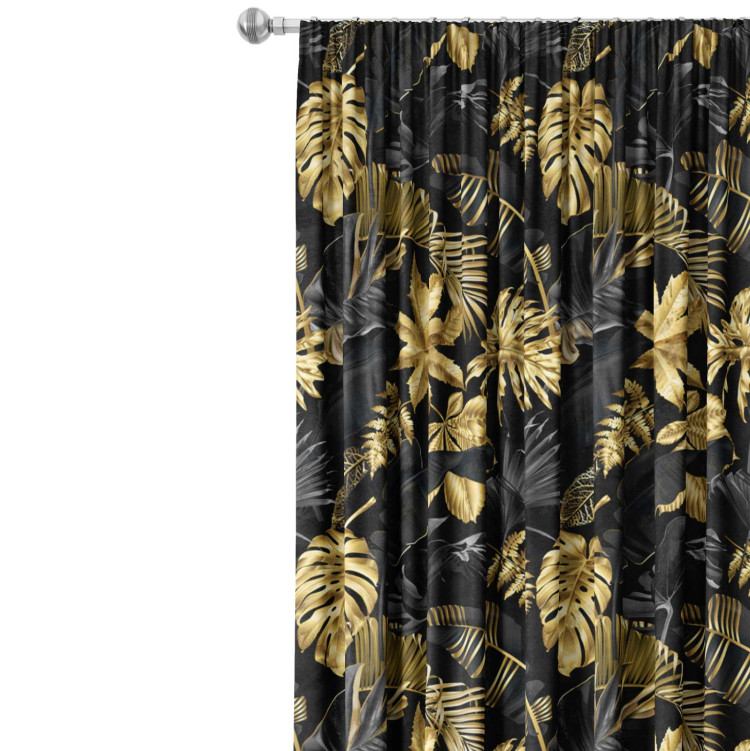 Decorative Curtain Gold and black monstera - tropical leaves in glamour style 147676 additionalImage 2