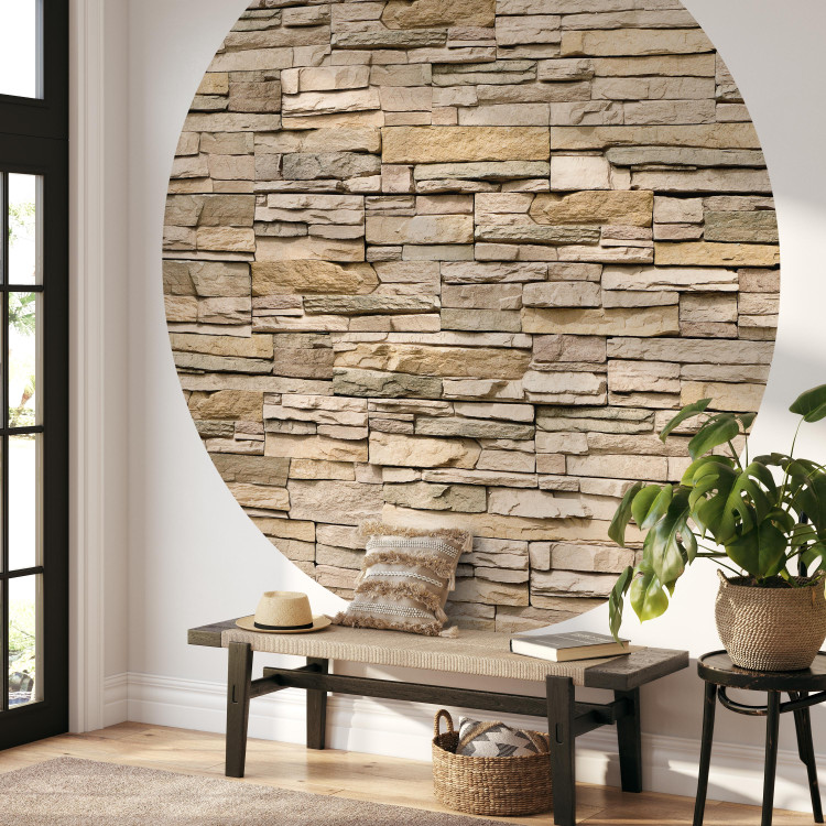 Round wallpaper Sandstone Wall - Composition of Elongated Decorative Stones 149176 additionalImage 3