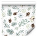Modern Wallpaper Watercolor Nature - Flowers, Cones and Twigs in Calm Colors 149876 additionalThumb 1