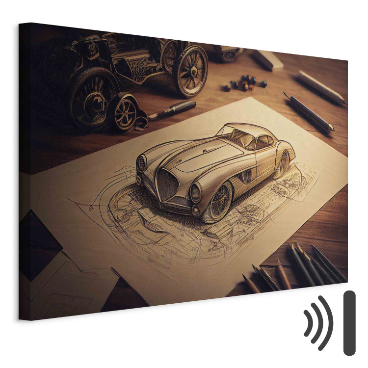 Canvas Print Car Sketch - Vintage Car Drawing Generated by AI 151076 additionalImage 8
