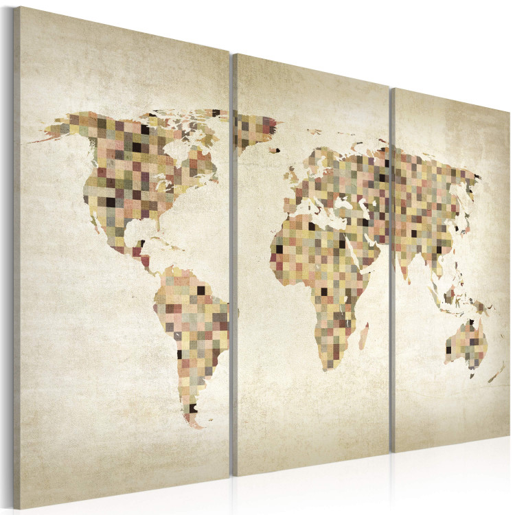 Canvas Art Print Beige shades of the World - triptych 55376 additionalImage 2