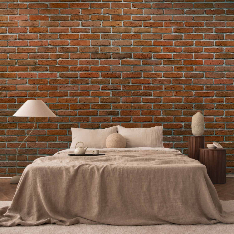 Wall Mural Urban style - orange background with texture of regularly laid bricks 94176 additionalImage 2