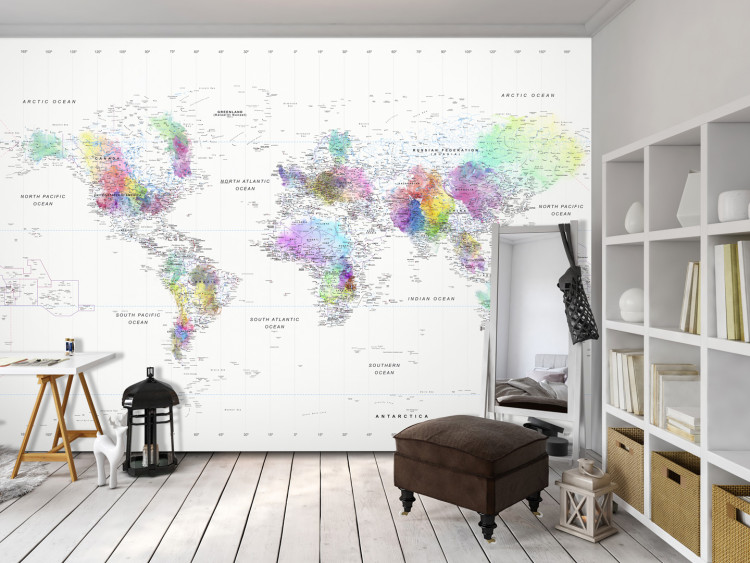 Wall Mural Map of the world - coloured continents with a gradient effect on a white background 94776