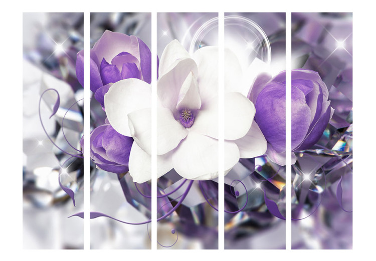 Room Separator Purple Empress II - white and purple magnolia flowers in a glow 95576 additionalImage 3