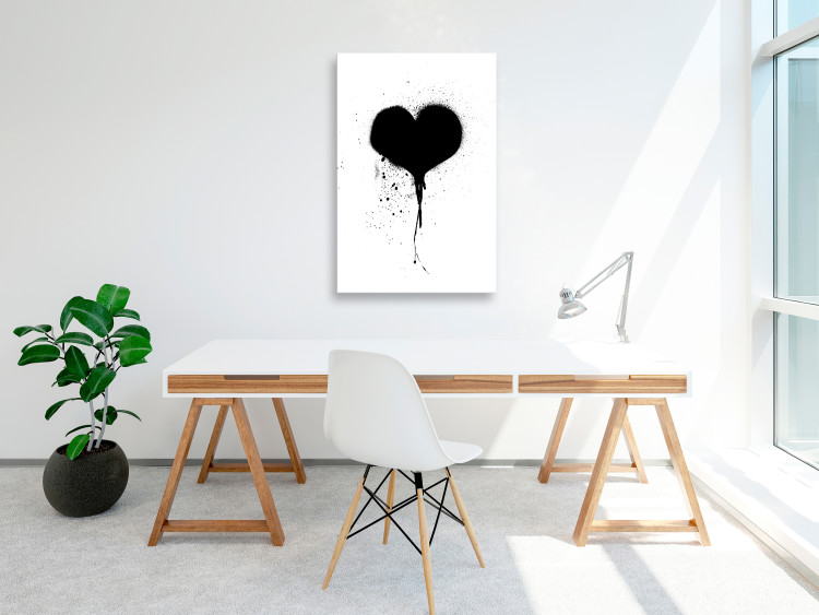 Canvas Print Contrast of Emotions (1-part) - Heartbeat in Black and White Shades 115086 additionalImage 3