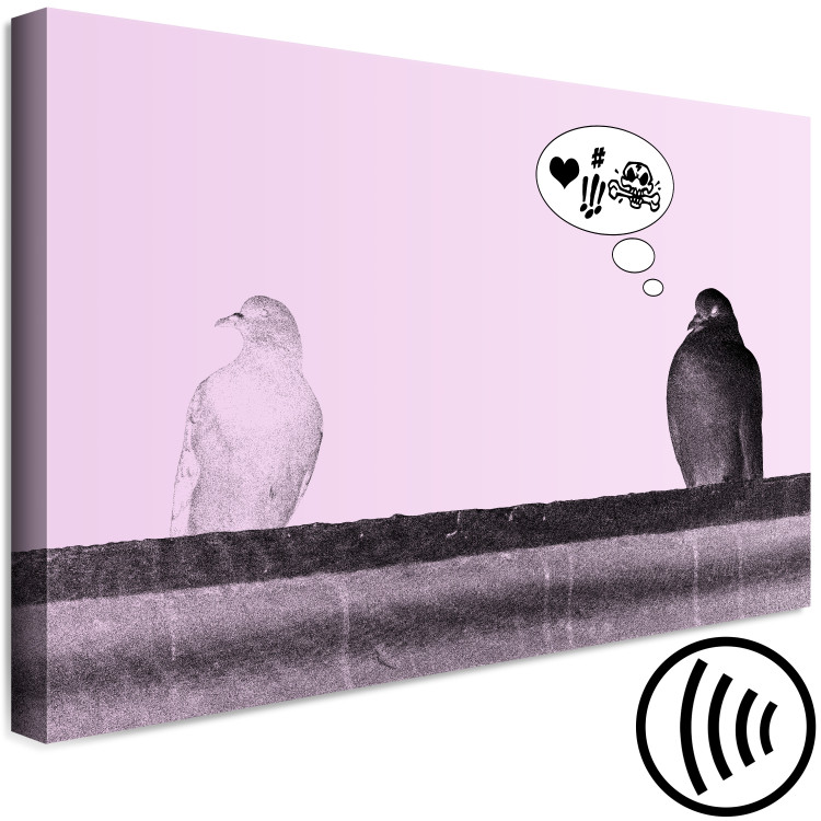 Canvas Art Print Bird's Message (1-part) - Animal Dialogue in Banksy's Style 115186 additionalImage 6