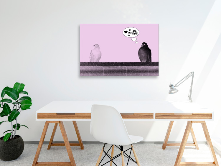 Canvas Art Print Bird's Message (1-part) - Animal Dialogue in Banksy's Style 115186 additionalImage 3