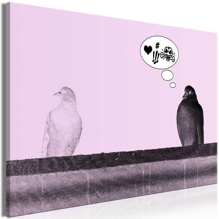 Canvas Art Print Bird's Message (1-part) - Animal Dialogue in Banksy's Style 115186 additionalImage 2