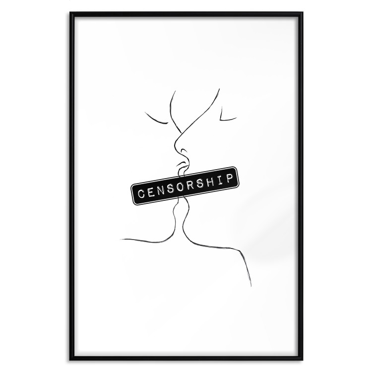 Poster Censorship - black and white simple composition with a kissing couple 116786 additionalImage 15