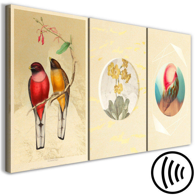 Canvas Natural wonders - colorful plants and beautiful birds in vintage style 118186 additionalImage 6