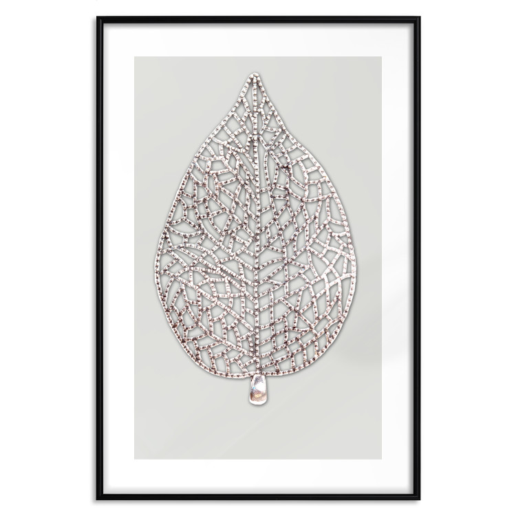 Wall Poster Lacy Leaf - plant abstraction with a golden leaf on a light background 118786 additionalImage 15