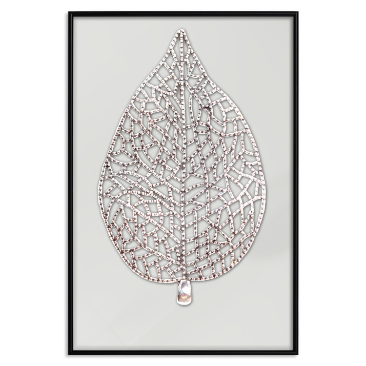 Wall Poster Lacy Leaf - plant abstraction with a golden leaf on a light background 118786 additionalImage 18