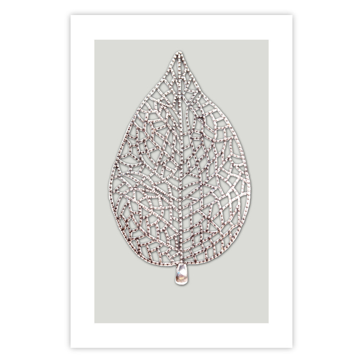 Wall Poster Lacy Leaf - plant abstraction with a golden leaf on a light background 118786 additionalImage 19