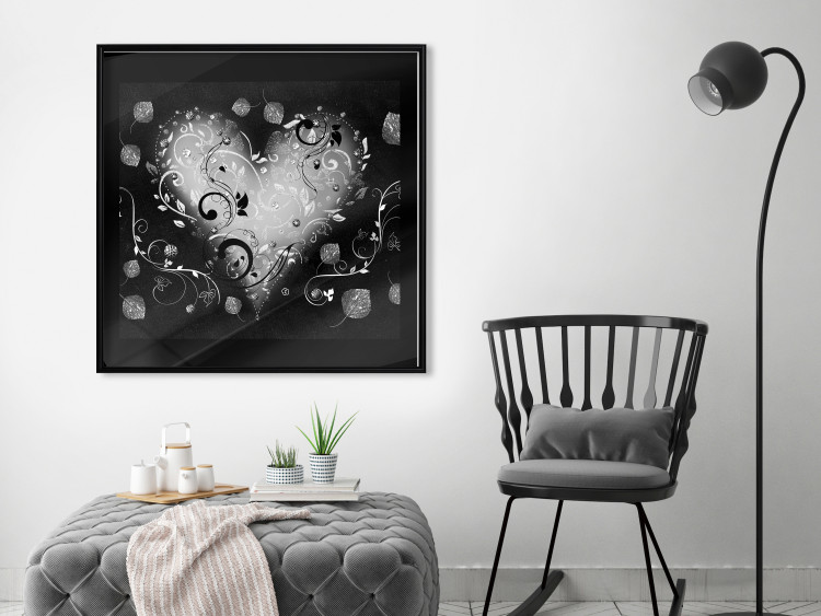 Wall Poster Gift Me Love - black and white heart adorned with floral ornaments 121886 additionalImage 3