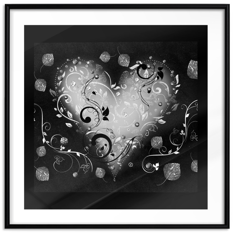 Wall Poster Gift Me Love - black and white heart adorned with floral ornaments 121886 additionalImage 15