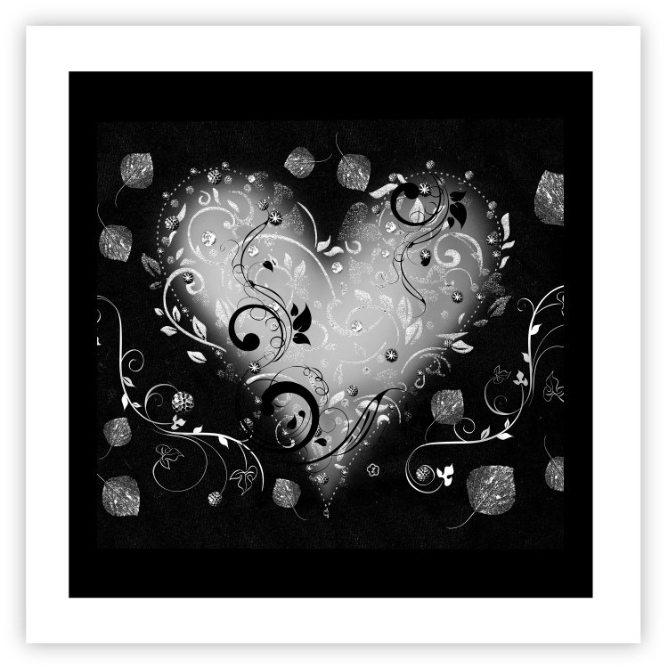 Wall Poster Gift Me Love - black and white heart adorned with floral ornaments 121886 additionalImage 19