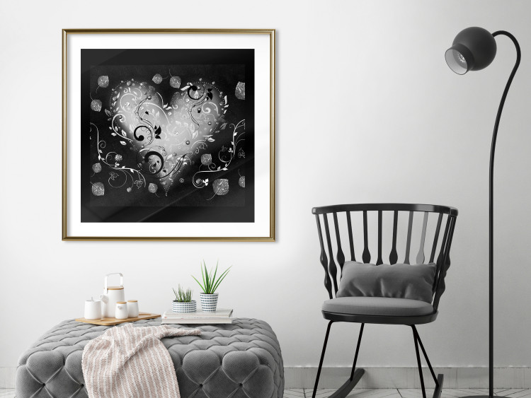 Wall Poster Gift Me Love - black and white heart adorned with floral ornaments 121886 additionalImage 13