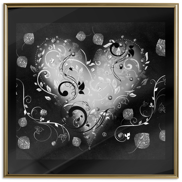 Wall Poster Gift Me Love - black and white heart adorned with floral ornaments 121886 additionalImage 16