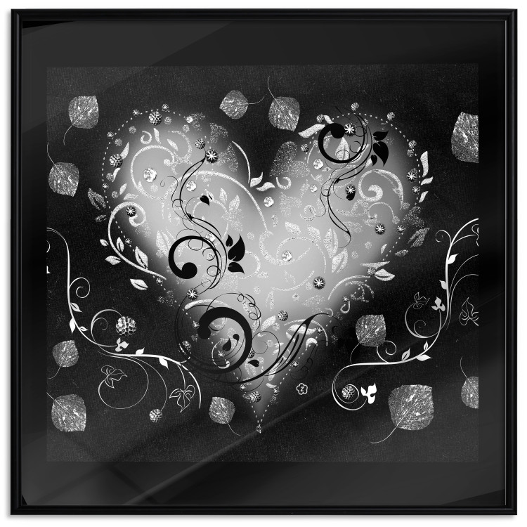 Wall Poster Gift Me Love - black and white heart adorned with floral ornaments 121886 additionalImage 18