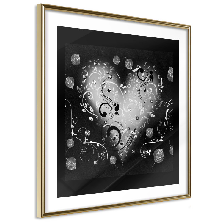 Wall Poster Gift Me Love - black and white heart adorned with floral ornaments 121886 additionalImage 6