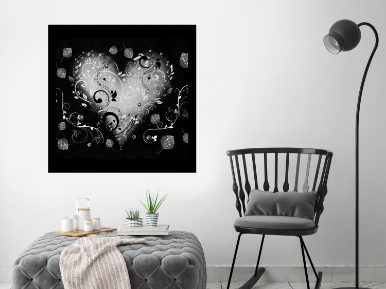 Wall Poster Gift Me Love - black and white heart adorned with floral ornaments 121886 additionalImage 17