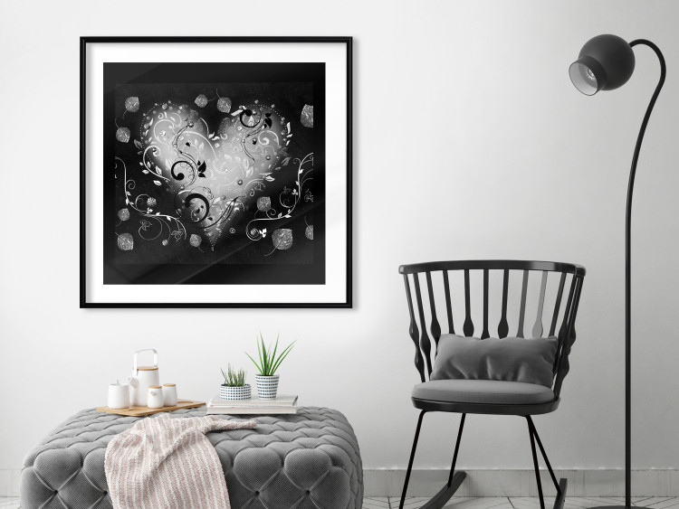 Wall Poster Gift Me Love - black and white heart adorned with floral ornaments 121886 additionalImage 4