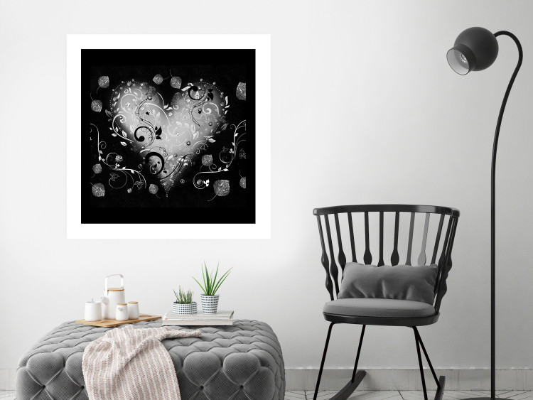 Wall Poster Gift Me Love - black and white heart adorned with floral ornaments 121886 additionalImage 2
