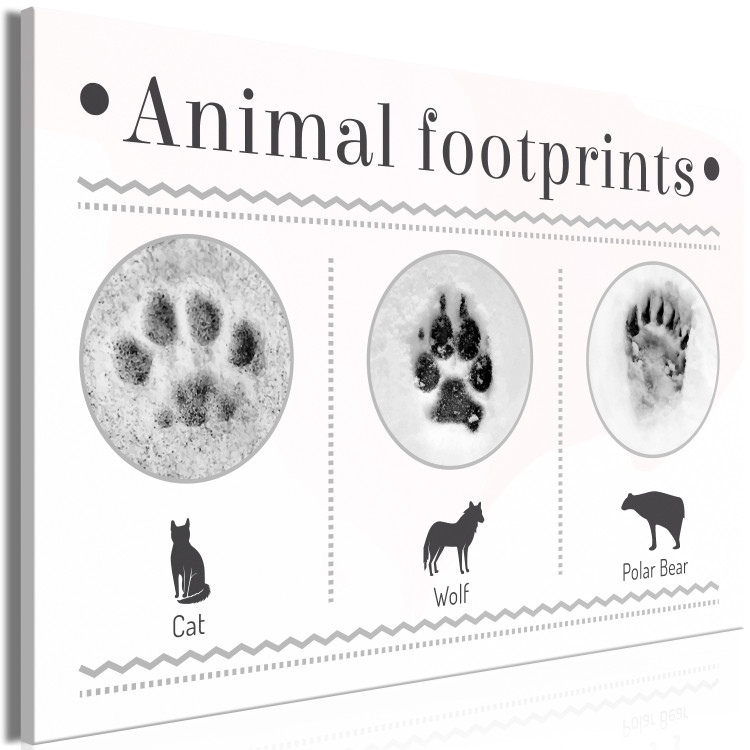 Canvas Print Winter footprints - infographic with animals and English inscriptions 122886 additionalImage 2
