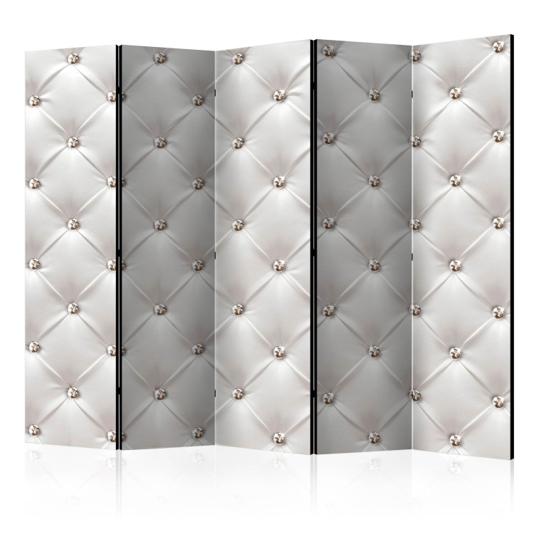 Room Divider White Elegance II - quilted fabric texture in shining diamonds 123286