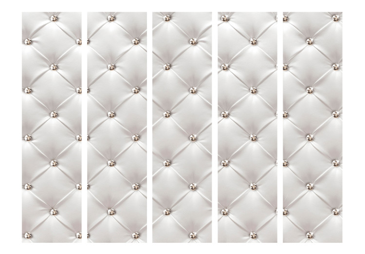 Room Divider White Elegance II - quilted fabric texture in shining diamonds 123286 additionalImage 3