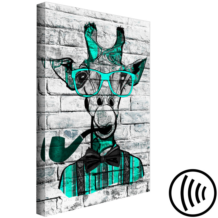 Canvas Giraffe with Pipe (1 Part) Vertical Green 123386 additionalImage 6