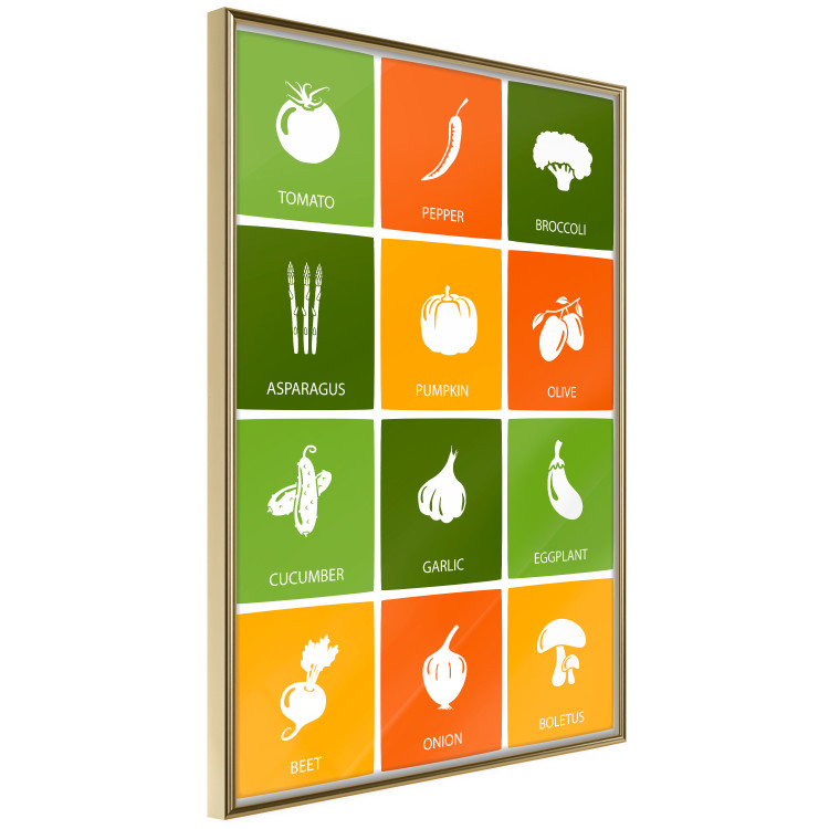 Poster Colorful Vegetables - board with colorful squares and vegetable graphics 123586 additionalImage 12