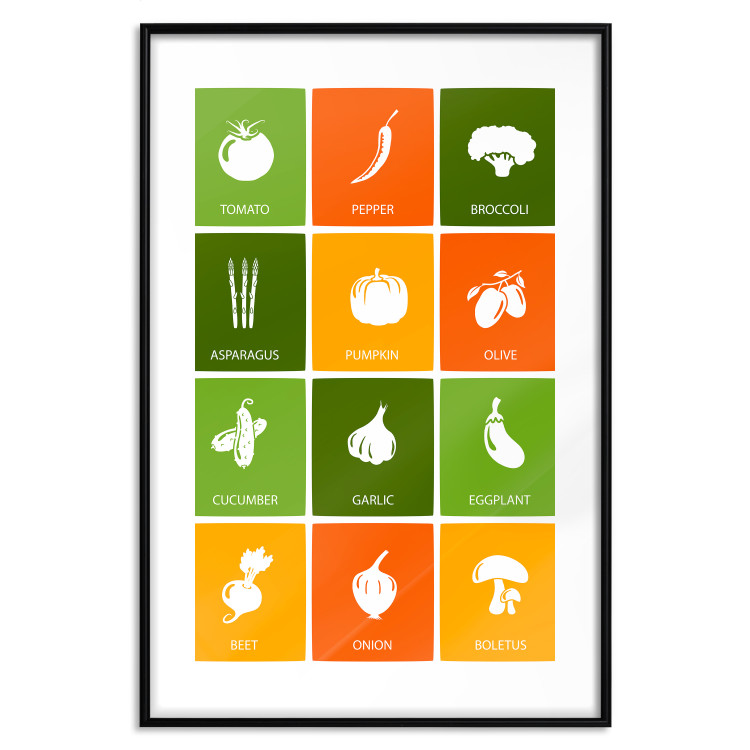 Poster Colorful Vegetables - board with colorful squares and vegetable graphics 123586 additionalImage 15
