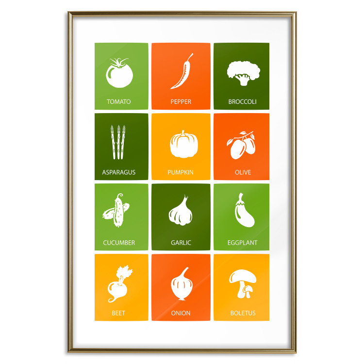 Poster Colorful Vegetables - board with colorful squares and vegetable graphics 123586 additionalImage 14