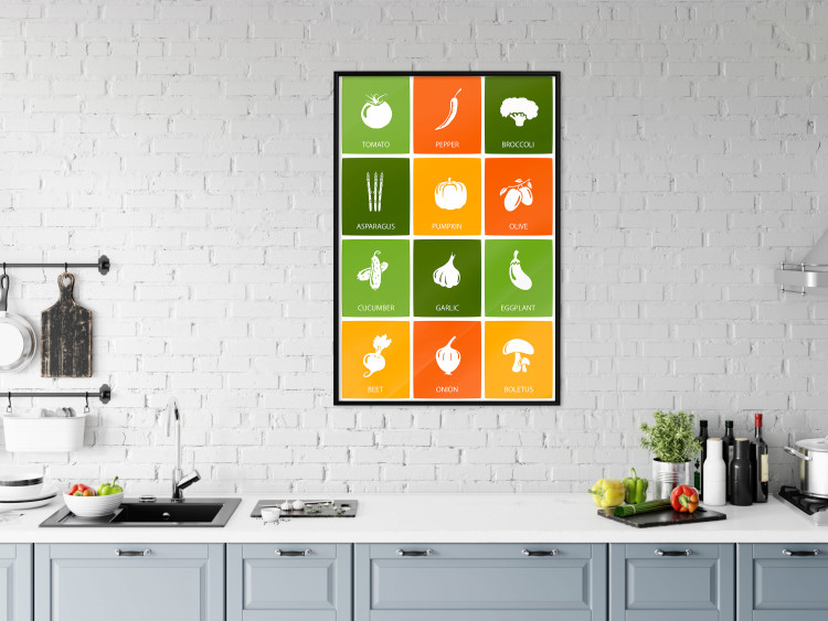 Poster Colorful Vegetables - board with colorful squares and vegetable graphics 123586 additionalImage 3