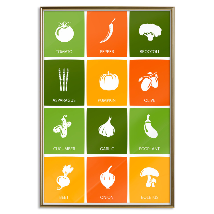 Poster Colorful Vegetables - board with colorful squares and vegetable graphics 123586 additionalImage 16