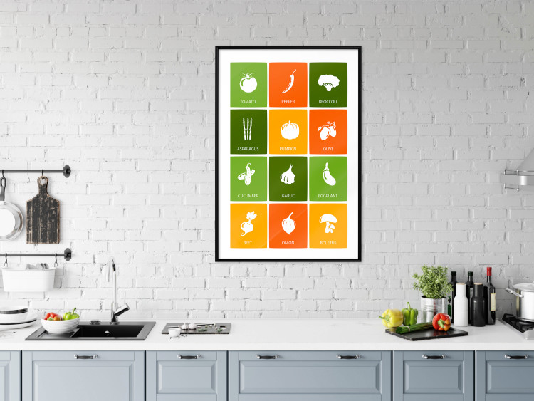 Poster Colorful Vegetables - board with colorful squares and vegetable graphics 123586 additionalImage 4