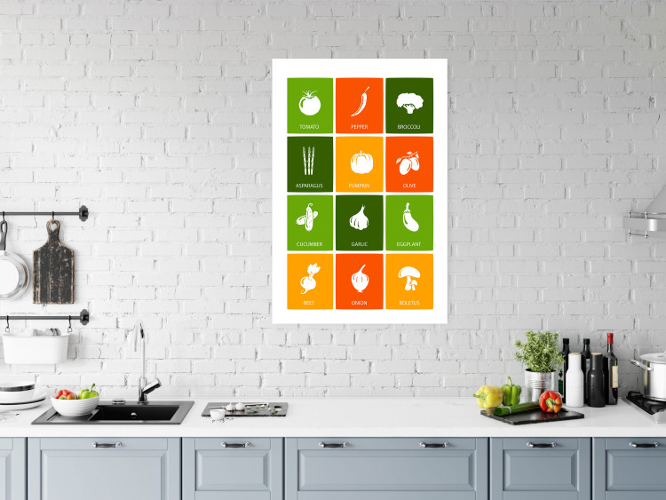 Poster Colorful Vegetables - board with colorful squares and vegetable graphics 123586 additionalImage 2