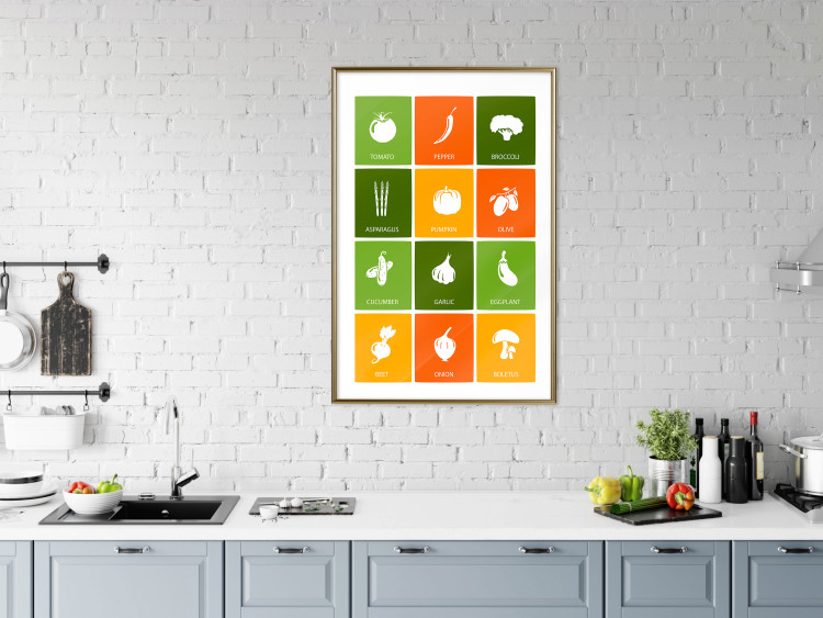 Poster Colorful Vegetables - board with colorful squares and vegetable graphics 123586 additionalImage 13