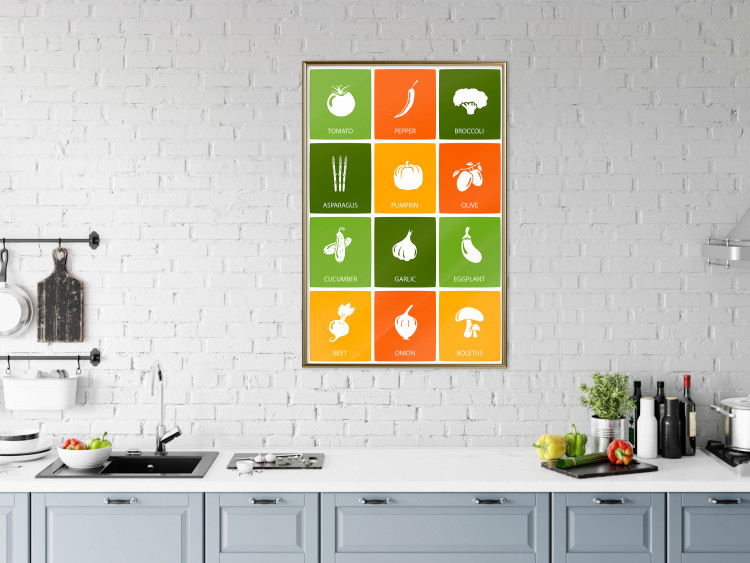 Poster Colorful Vegetables - board with colorful squares and vegetable graphics 123586 additionalImage 5