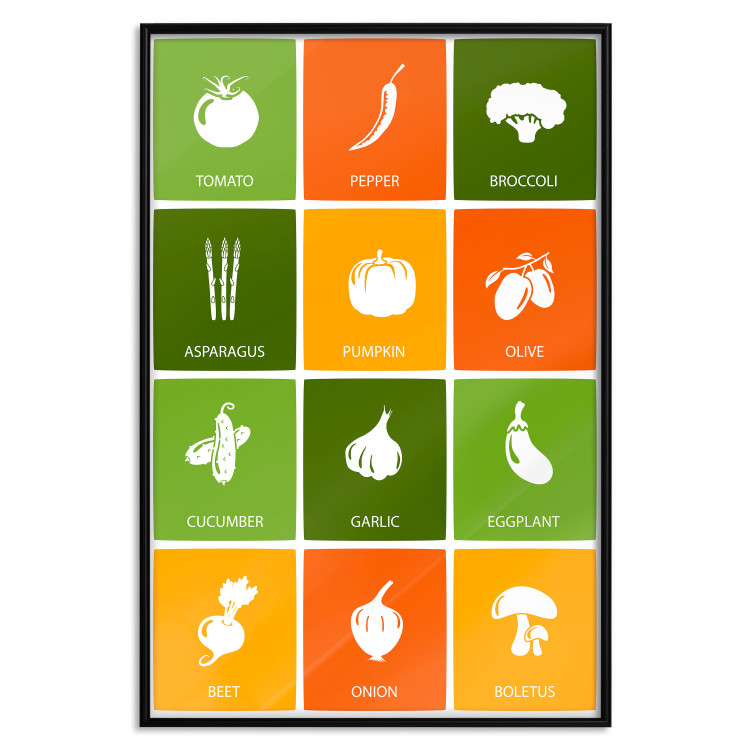Poster Colorful Vegetables - board with colorful squares and vegetable graphics 123586 additionalImage 18