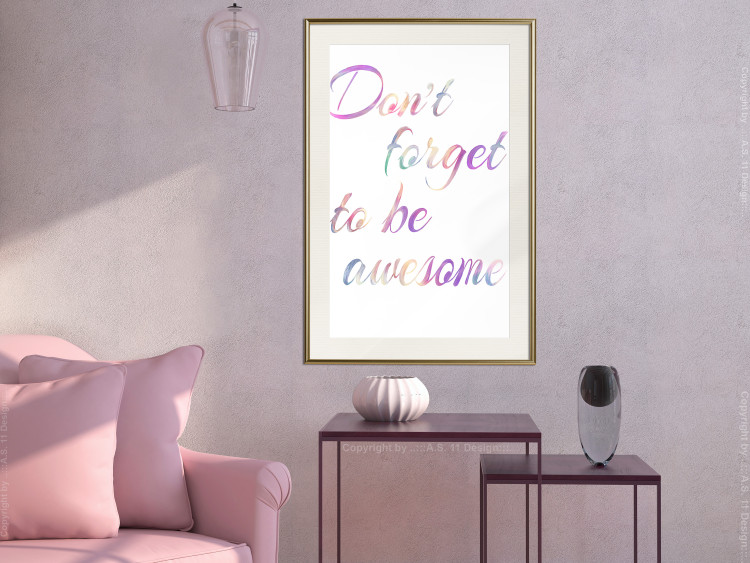 Poster Don't forget to be awesome - colorful English inscriptions on white background 123986 additionalImage 21