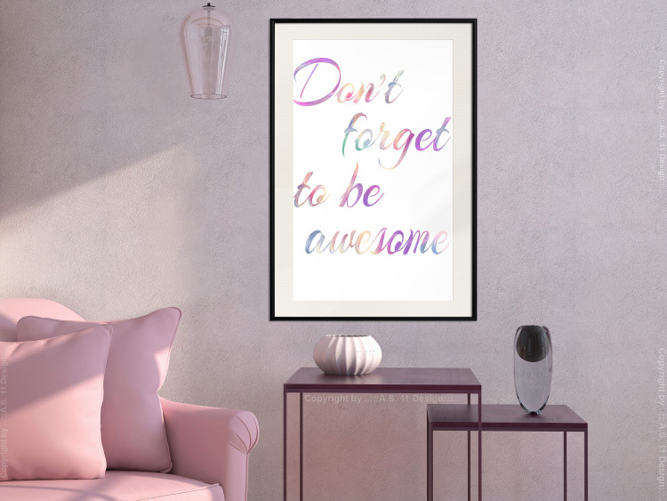 Poster Don't forget to be awesome - colorful English inscriptions on white background 123986 additionalImage 22