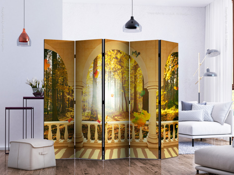 Room Divider Screen Dream of the Autumn Forest II (5-piece) - warm landscape amidst nature 124186 additionalImage 2