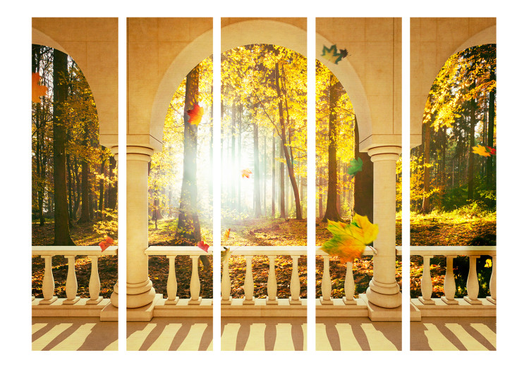 Room Divider Screen Dream of the Autumn Forest II (5-piece) - warm landscape amidst nature 124186 additionalImage 3