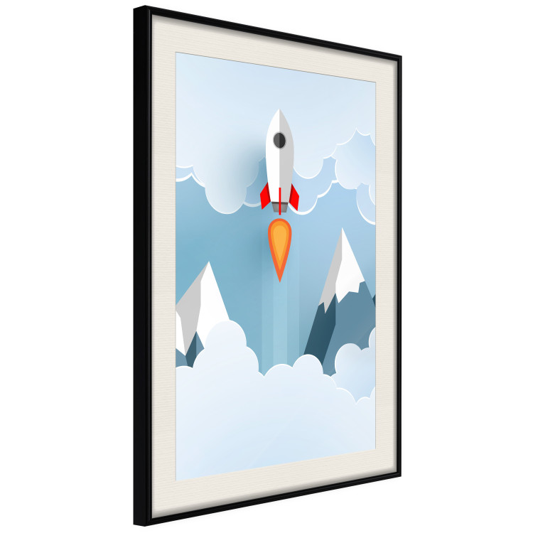 Wall Poster Rocket in the Clouds - rocket flying amidst mountains and clouds in a pastel style 125086 additionalImage 3