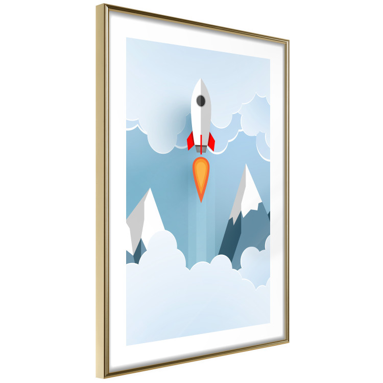 Wall Poster Rocket in the Clouds - rocket flying amidst mountains and clouds in a pastel style 125086 additionalImage 8
