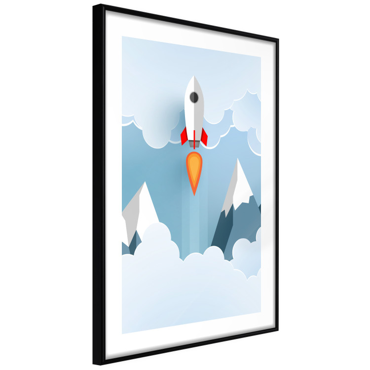 Wall Poster Rocket in the Clouds - rocket flying amidst mountains and clouds in a pastel style 125086 additionalImage 11
